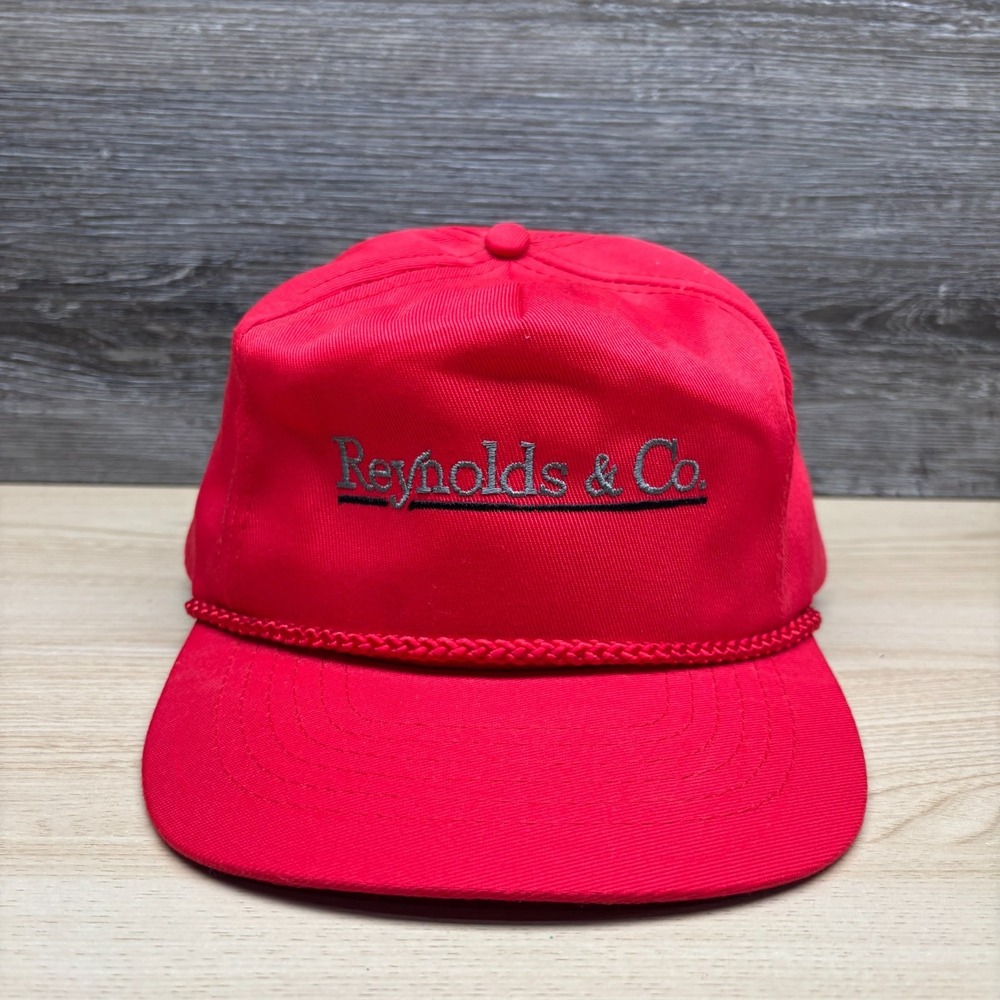 Vintage Reynolds & Co Hat Cap Snap Back Red Rope Bill Business Advertising Otto